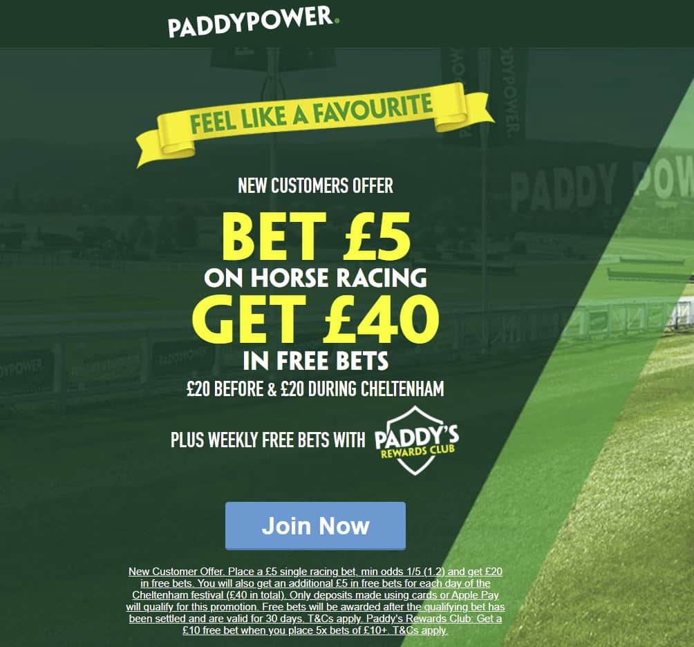 Paddy Power Cheltenham free bets