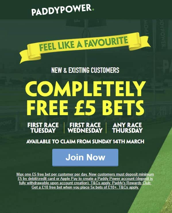 Paddy Power existing customers free bets Cheltenham
