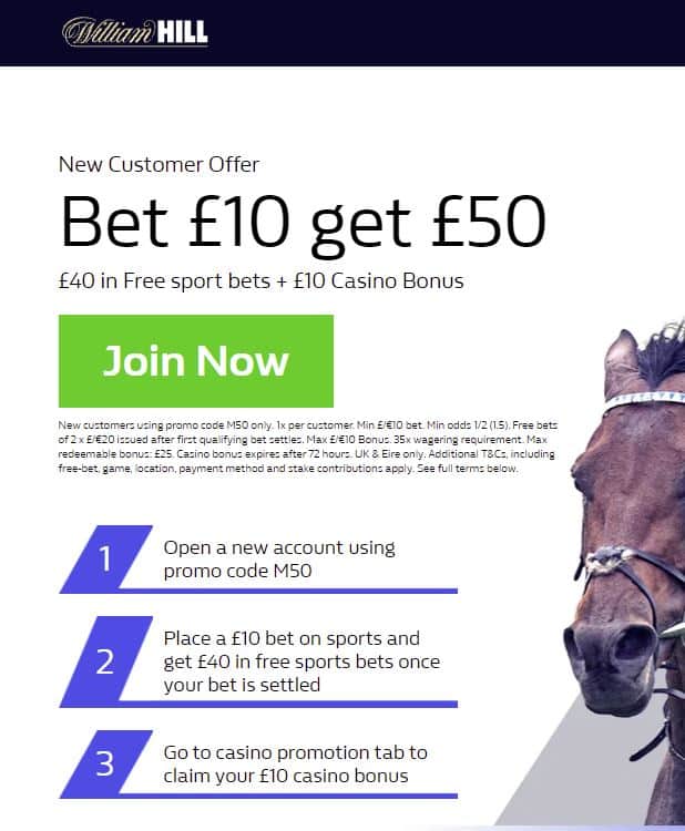 William Hill racing sign-up offer