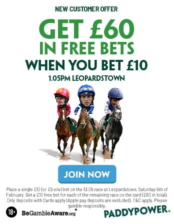 Paddy Power DRF £60 in free bets