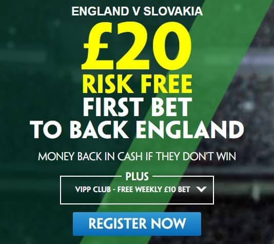 England risk free £20