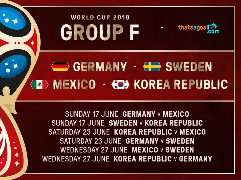 World Cup 2018 Group F fixtures