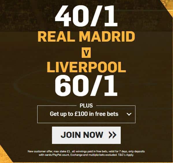 Real Madrid vs Liverpool odds