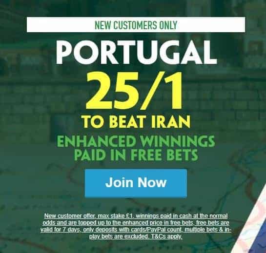 Portugal to win vs Iran