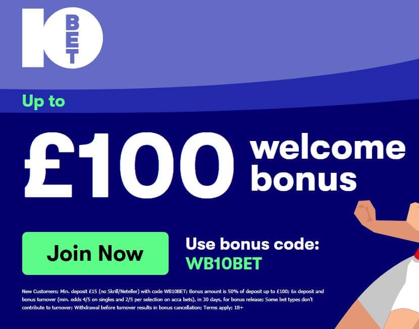 10Bet sign-up offer