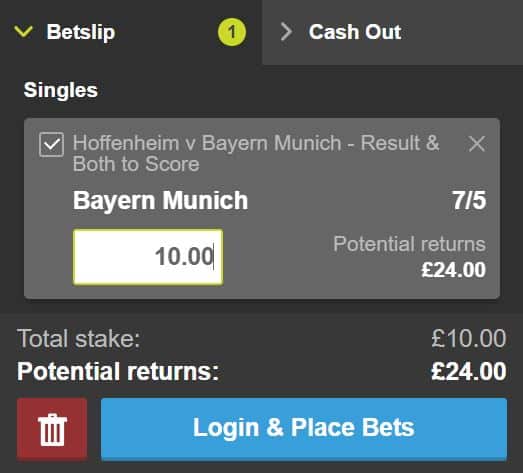 Bayern BTTS odds