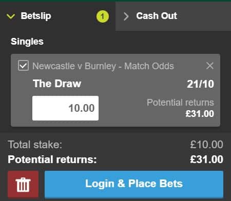 Newcastle v Burnley bet