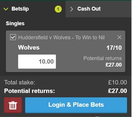 Wolves to win to nil
