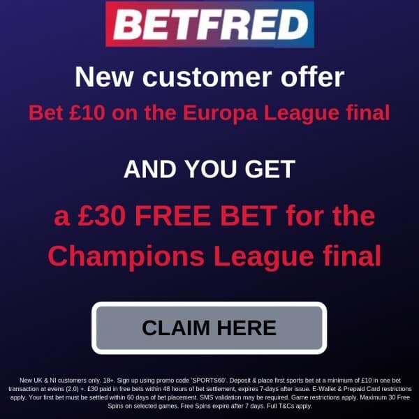 Betfred £30 free bet UCL final