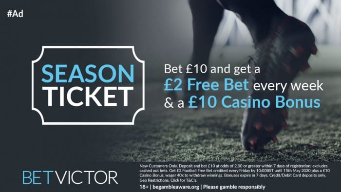 Bet-Victor-Season-Ticket-2019 Weekend Football Accumulator Tips for Saturday 17th August @ 14/1