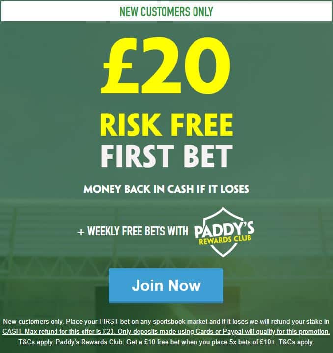 Paddy Power risk free £20