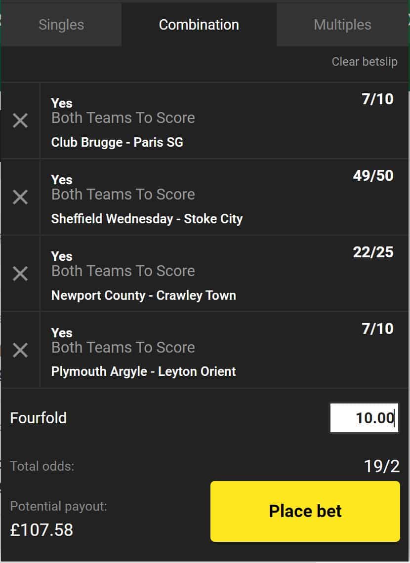 BTTS tips today