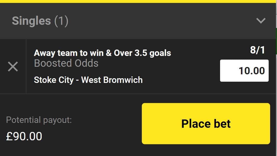 Stoke vs West Brom odds boost