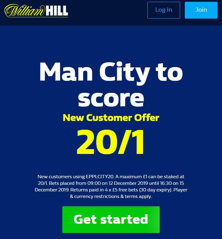 Man City to score 20/1