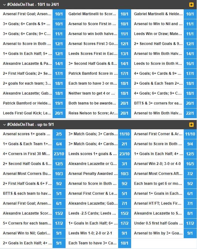 Arsenal vs Leeds betting tips