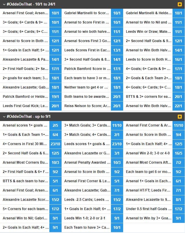 Arsenal vs Leeds betting tips