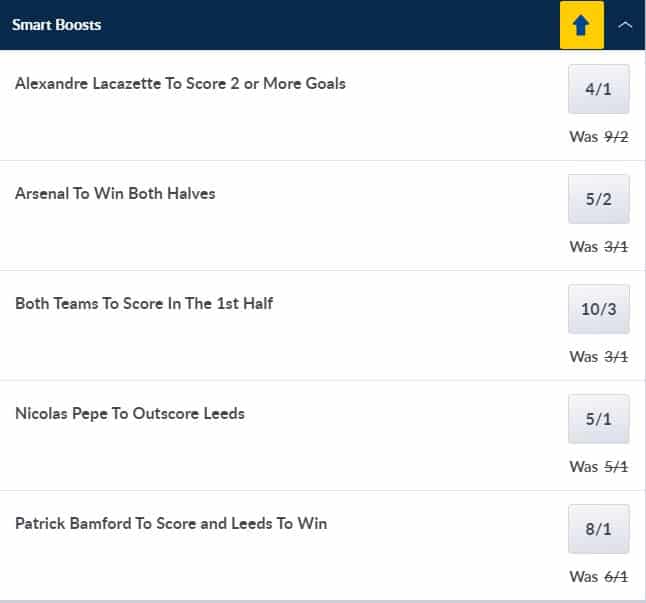 Arsenal vs Leeds boosts