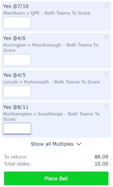 BTTS tips today