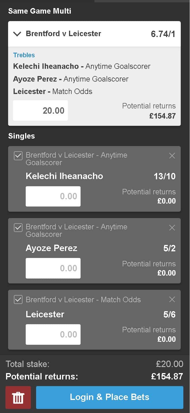 Brentford v Leicester bet tips