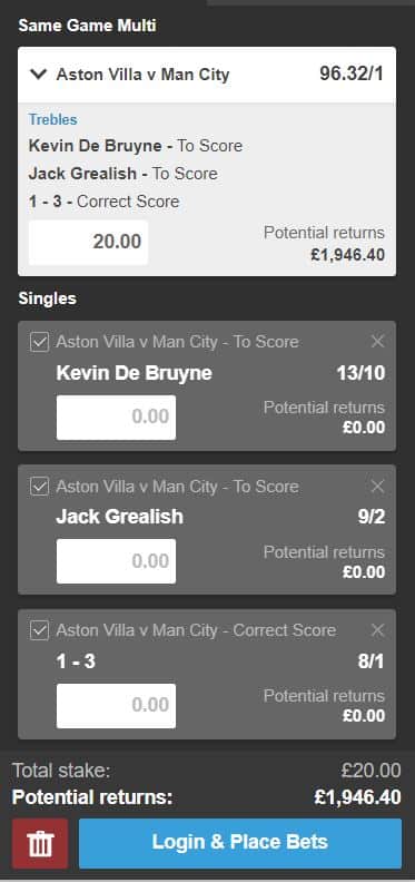 Villa vs Man City betting tip