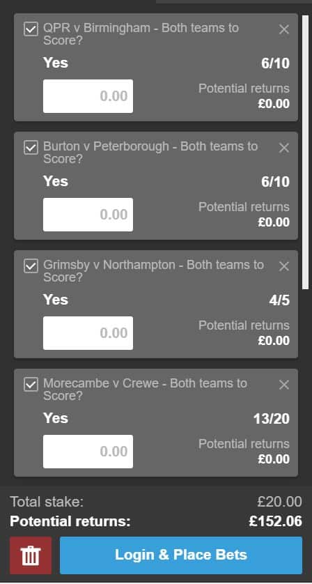 Both teams to score tips