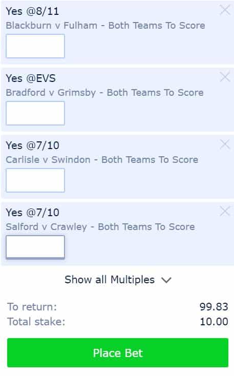 BTTS tips this weekend