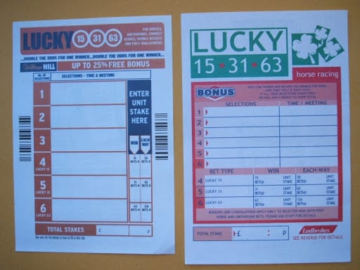 Lucky 15 betting slips