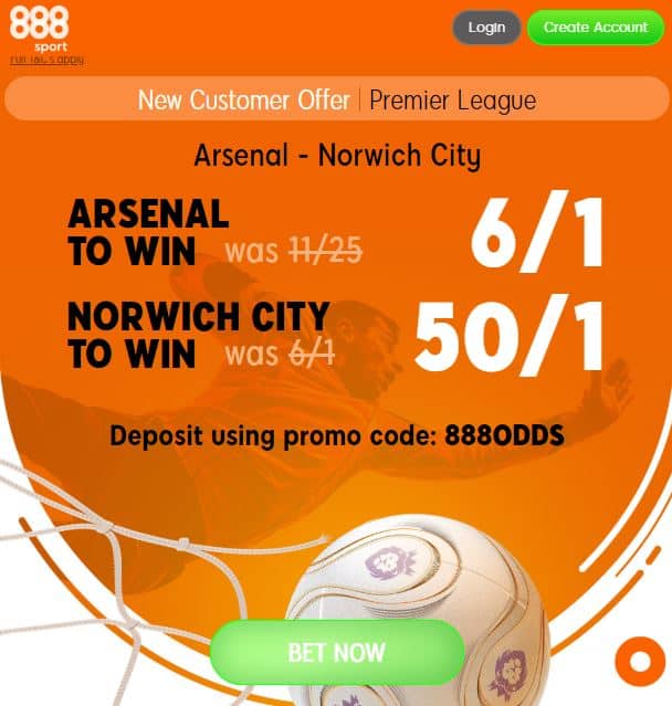 Arsenal vs Norwich betting odds