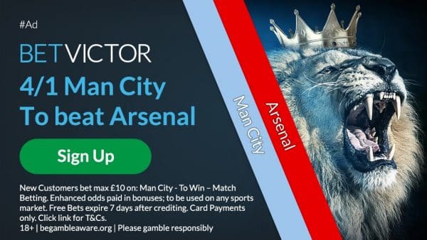 Man City 4/1 to beat Arsenal