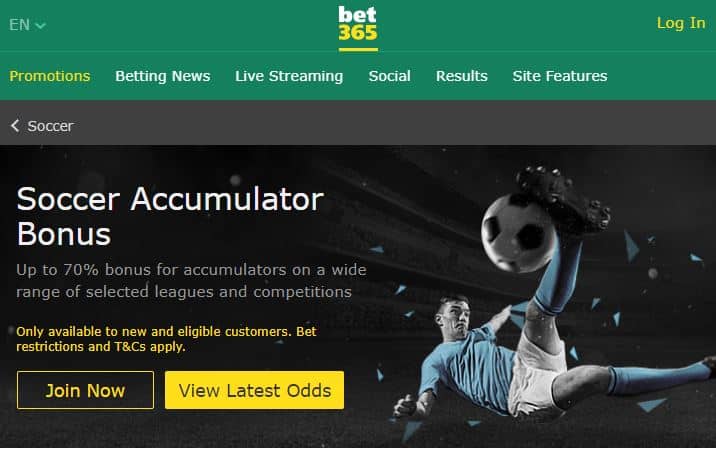 bet365 Soccer Accumulator bonus