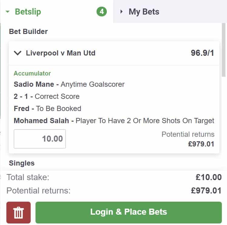 Liverpool v Man United bet builder tips