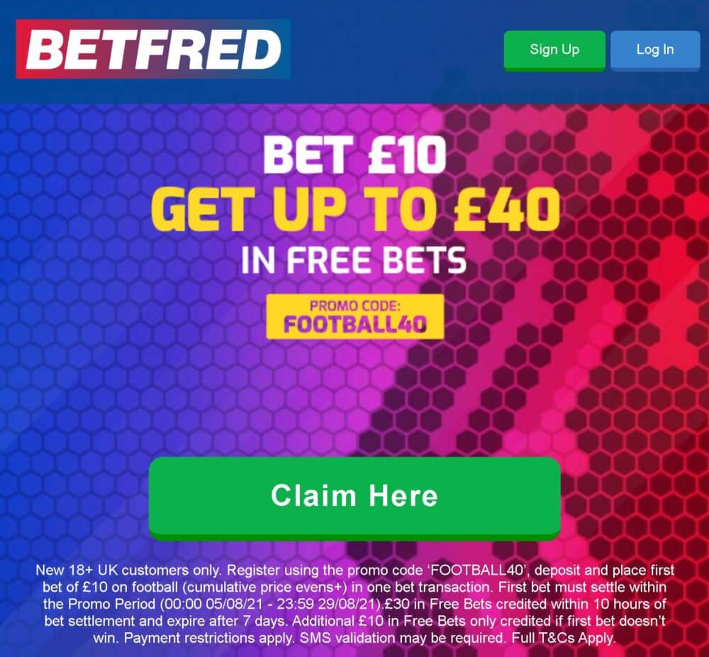 Betfred sign-up offer 40