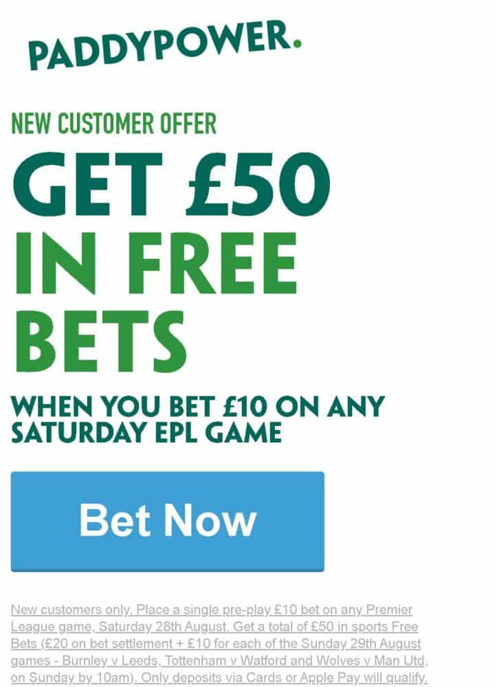 Paddy Power £50 free bets