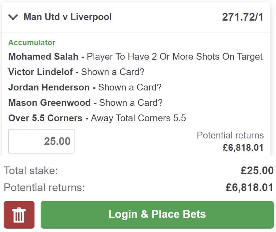 Man Utd vs Liverpool bet builder tip