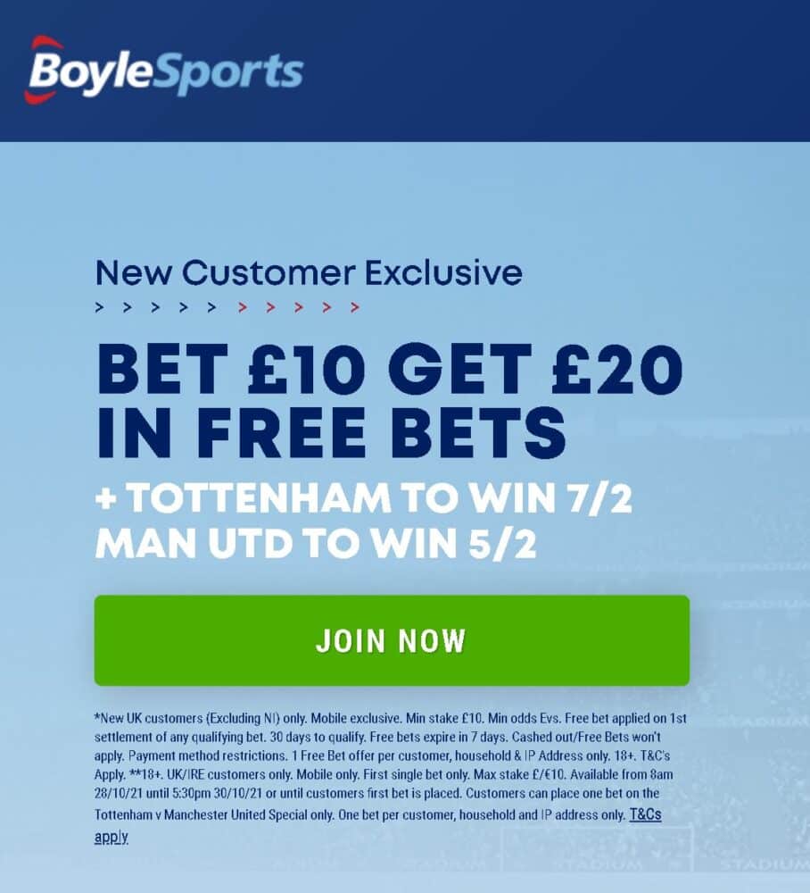 Spurs vs Man United price boost