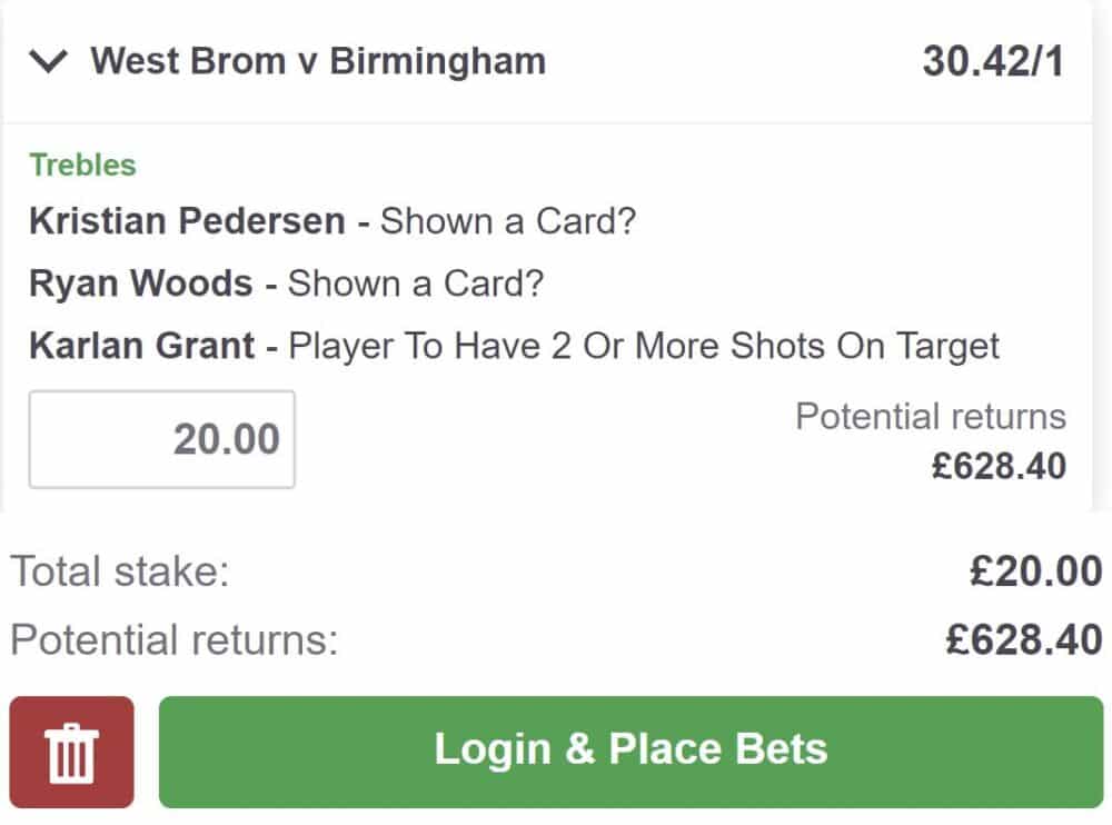 West Brom vs Birmingham bet builder tip