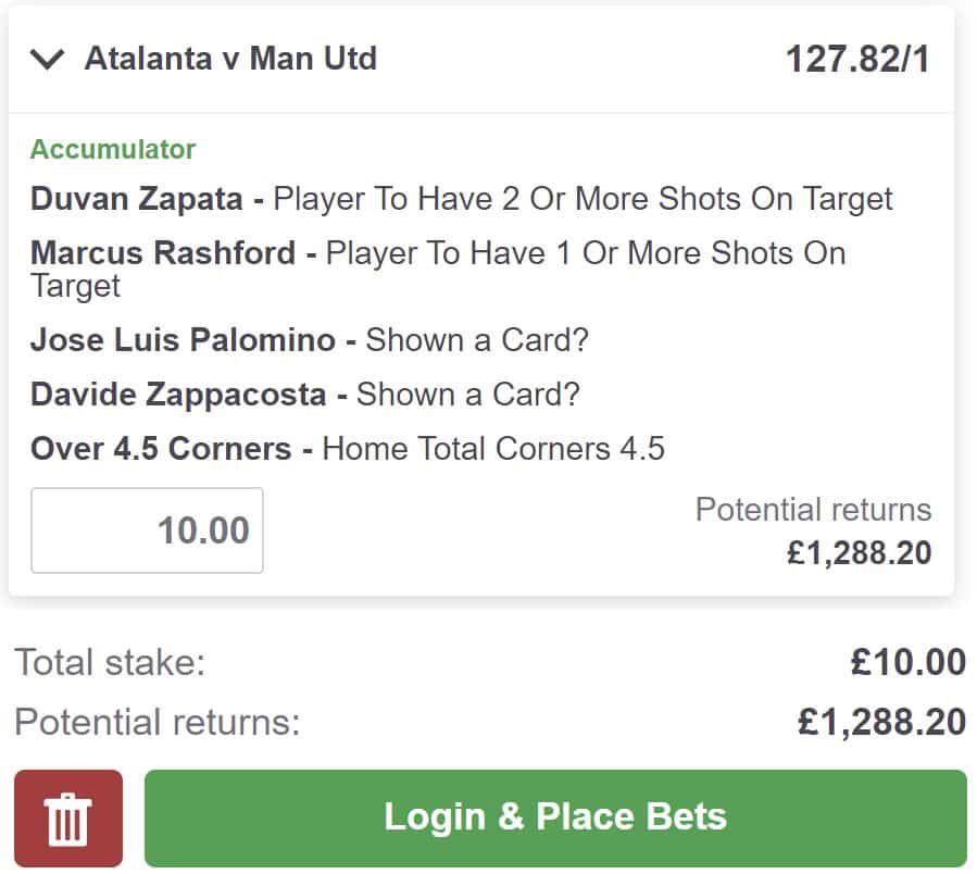 Atalanta vs Man United bet builder tip