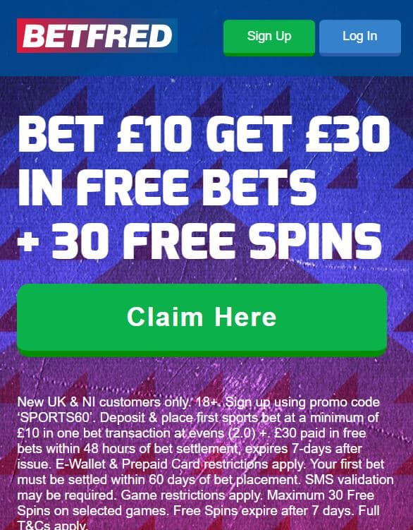 Betfred 30 sign-up bonus