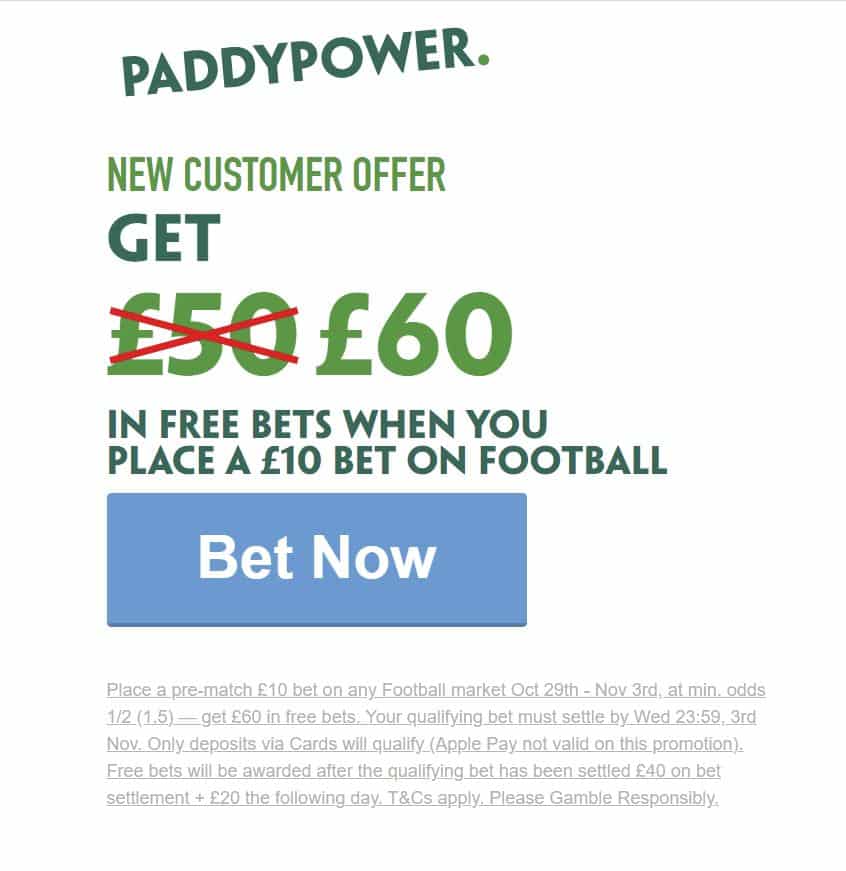 Paddy Power free bet offer