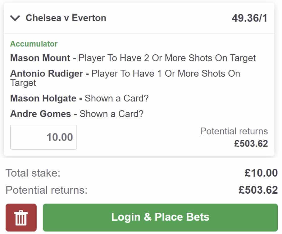 Chelsea vs Everton bet builder tip