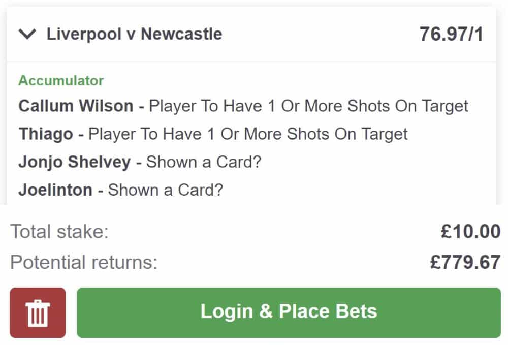 Newcastle vs Liverpool bet builder tip