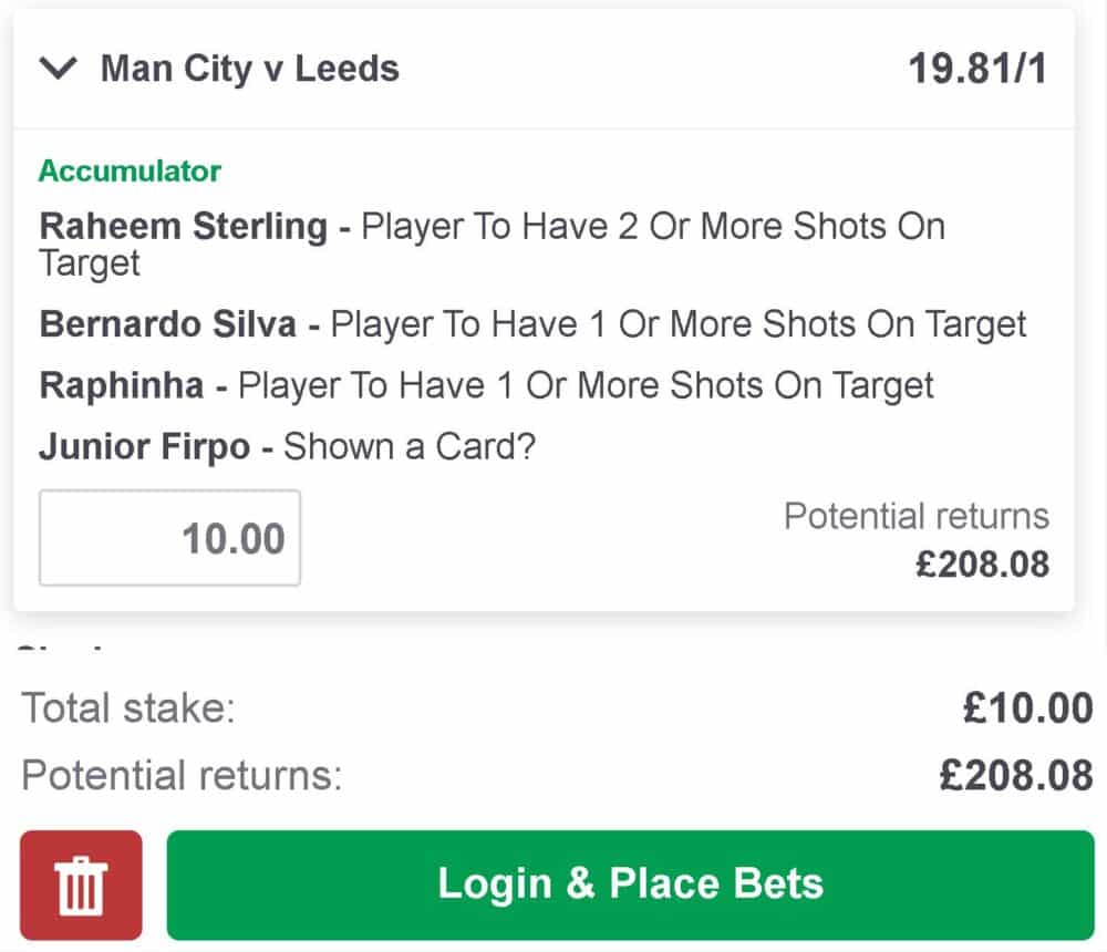 Man City vs Leeds bet builder tip