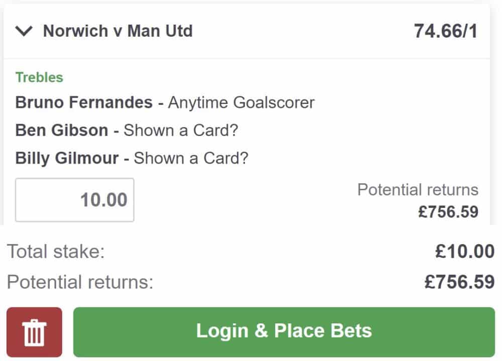 Norwich vs Man United bet builder tip