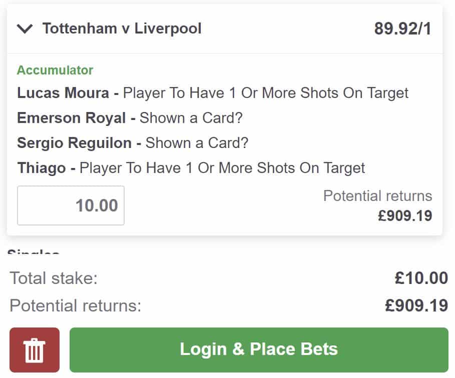 Spurs vs Liverpool bet builder tip