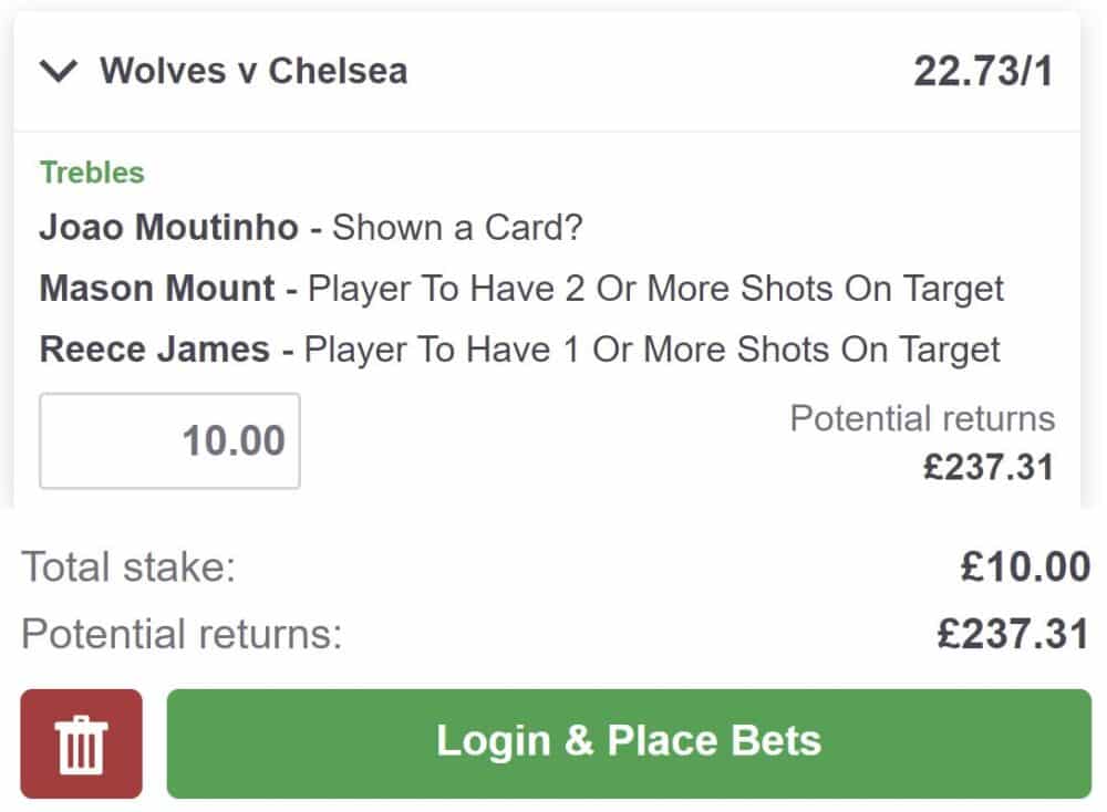 Wolves vs Chelsea bet builder tip