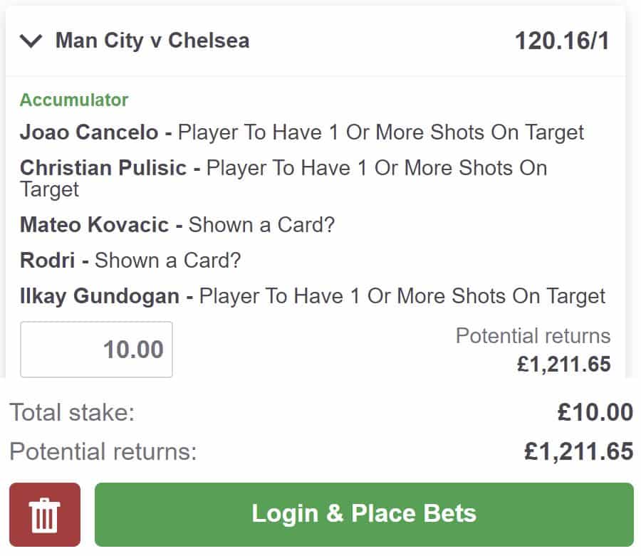 Man City vs Chelsea bet builder tip