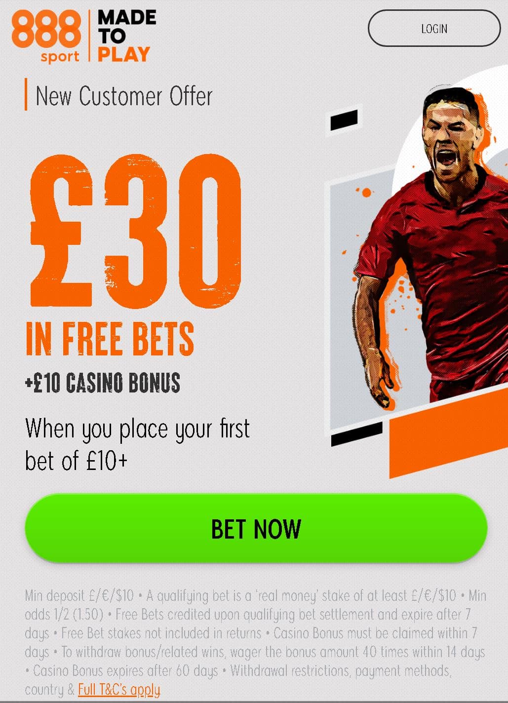 888Sport £30 sign-up offer
