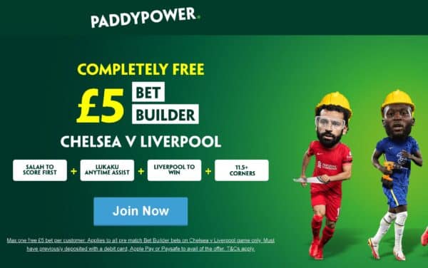 Chelsea v Liverpool free bet builder