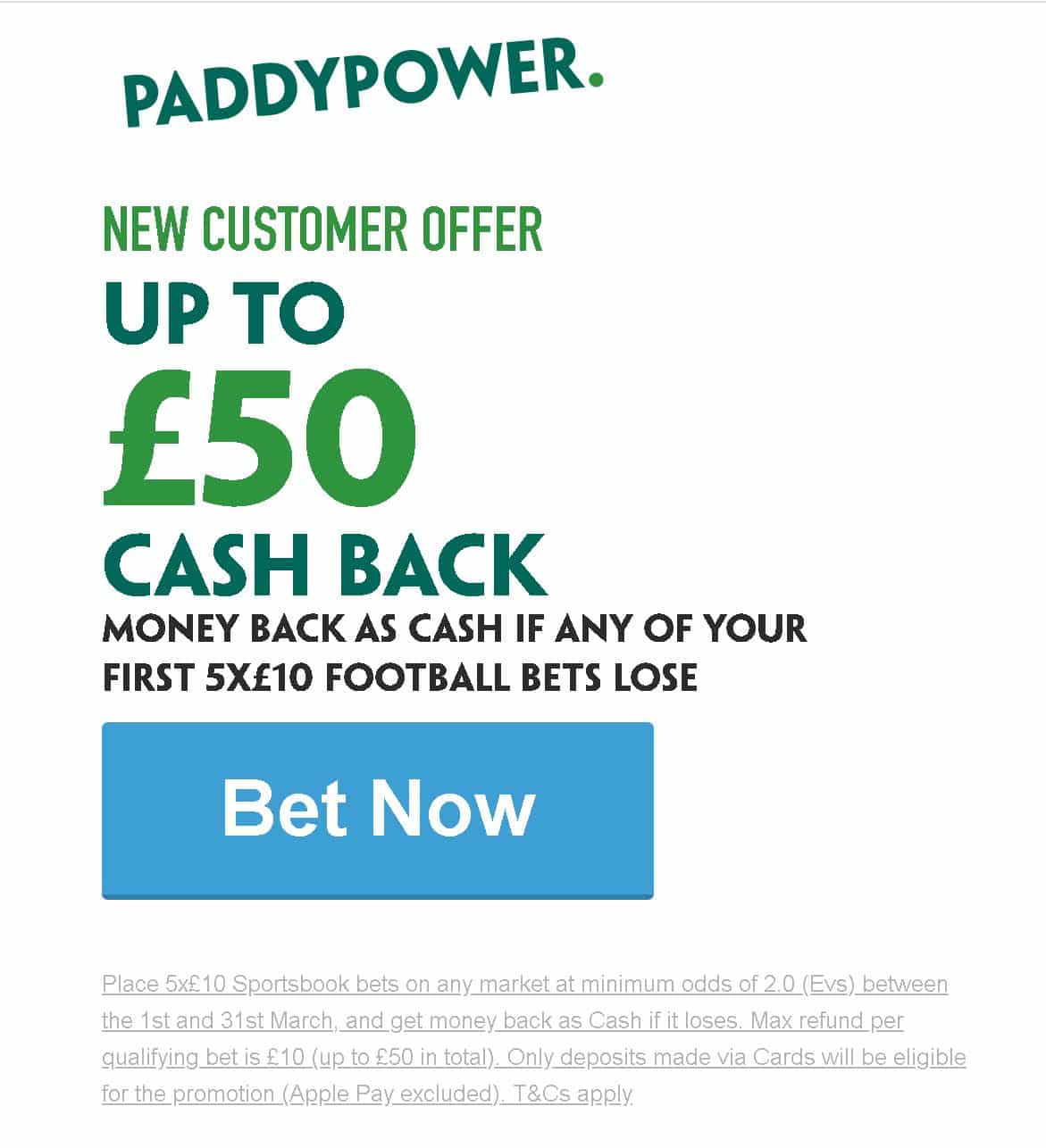 Paddy Power March sign-up offer