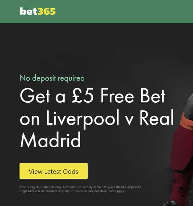 bet365 free £5 bet Champions League final